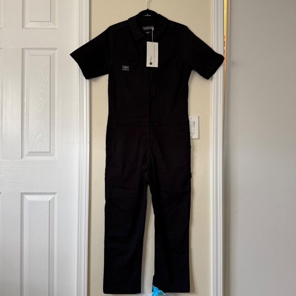 NWT Wildfang Black Workwear Short Sleeve Coveralls Cotton Blend Women Size S - Picture 2 of 9